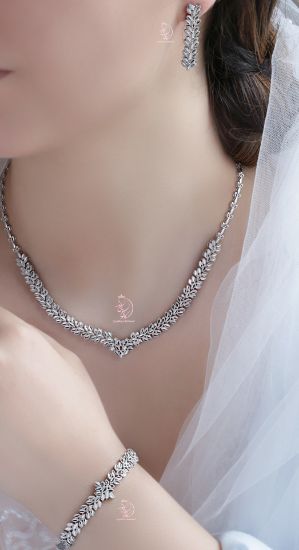 💎سرویس تراش (گردنبند ، گوشواره و دستبند) جواهری نقره عیار ۹۲۵  (بدون نگین)‌‌‌‌	(‌‌‌‌S_6004)
