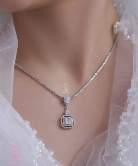 💎نیم ست جواهری شیک و زیبا نقره عیار ۹۲۵ با روکش طلاسفید‌‌‌‌ ‌‌ ‌