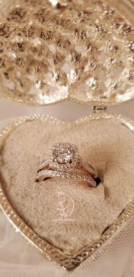 💍حلقه و پشت حلقه جواهری نقره عیار ۹۲۵ با روکش طلا سفید‌‌‌‌‌‌‌ و داخل رکاب رزگلد