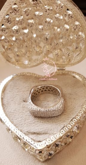 💍انگشتر مکعبی جواهری نقره عیار ۹۲۵ با روکش طلا سفید‌‌‌‌‌‌‌