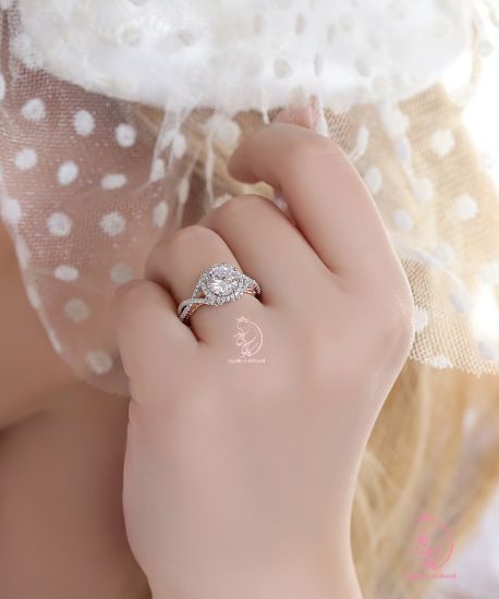 💍انگشتر جواهری نقره عیار ۹۲۵ با روکش طلا سفید‌‌‌‌‌‌‌ و داخل رکاب رزگلد