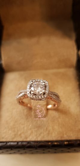 💍انگشتر جواهری نقره عیار ۹۲۵ با روکش طلا سفید‌‌‌‌‌‌‌ و داخل رکاب رزگلد