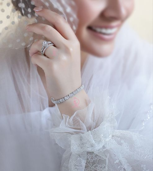 💍حلقه و پشت حلقه جواهری نقره عیار ۹۲۵ با روکش طلا سفید‌‌‌‌‌‌‌ و داخل رکاب رزگلد	