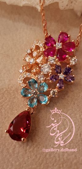 💍نیم ست جواهری با طراحی فوق العاده زیبا و خاص با نگین های آمیتیست،یاقوت صورتی،سیترین،توپاز نقره عیار ۹۲۵ با روکش رزگلد‌‌