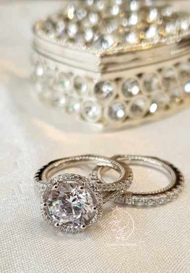 💍حلقه و پشت حلقه جواهری فاخر و لوکس نقره عیار ۹۲۵ با روکش طلا سفید‌‌‌‌‌‌‌‌‌