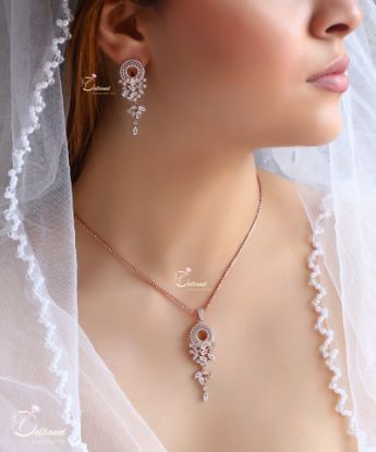 💍نیم ست جواهری پرطرفدار لوکس و زیبا نقره عیار ۹۲۵ با روکش رزگلد و طلا سفید‌‌‌‌‌‌‌ ‌‌