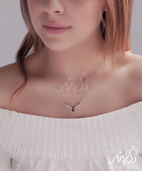 ‌‌💍گردنبند جواهری طرح گوزن با آویز تلسکوپی "من شما دوست دارم " به صد زبان دنیا نقره عیار ۹۲۵  با روکش طلا سفید‌‌