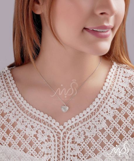 💍گردنبند جواهری صدف پوشیده از نگین با مروارید پرورشی ترند جواهرات، نقره عیار 925 با روکش طلا سفید‌‌(G_3017)