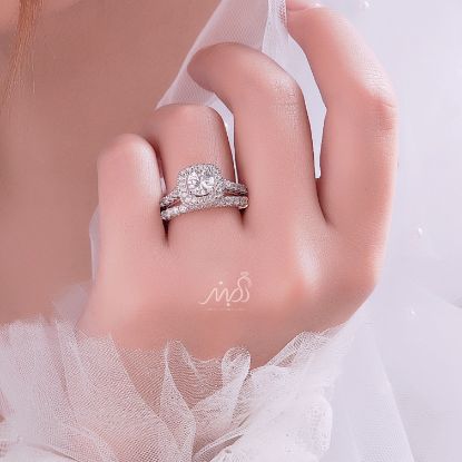‌‌💍 حلقه و پشت حلقه جواهری نگین کوسنی ( Cushion_cut) ؛ با طراحی Verragio نقره عیار 925 با روکش طلا سفید‌‌‌‌‌‌‌ ‌‌و رزگلد ‌‌