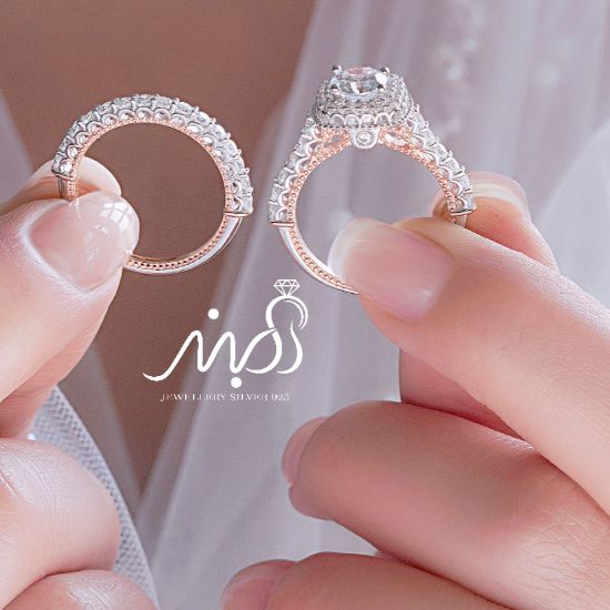 ‌‌💍 حلقه و پشت حلقه جواهری نگین کوسنی ( Cushion_cut) ؛ با طراحی Verragio نقره عیار 925 با روکش طلا سفید‌‌‌‌‌‌‌ ‌‌و رزگلد ‌‌