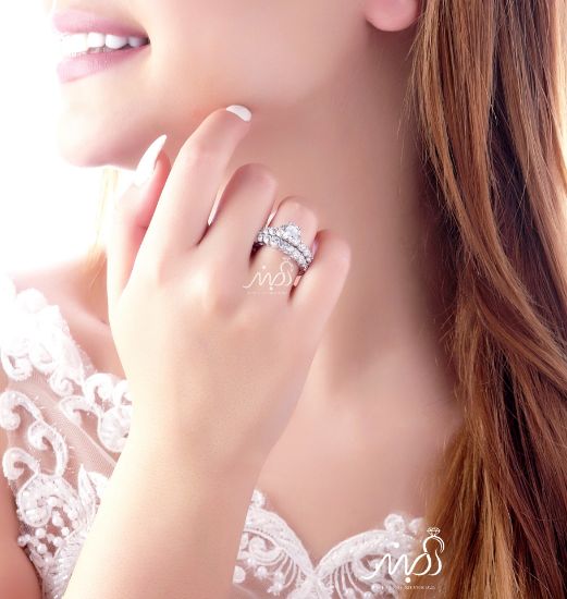 💍حلقه و پشت حلقه جواهری دورنگین آمریکایی ، Round-cut ( گرد ) ؛ با طراحی خاص و زیبا نقره عیار 925 با روکش طلا سفید(P_2023)‌‌‌‌‌‌‌ ‌‌