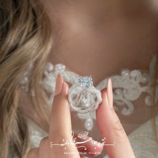 💍انگشتر جواهری سولیتر Round-cut لوکس ؛ با طراحی خاص و زیبا نقره عیار ۹۲۵ با روکش طلا سفید‌‌‌‌‌‌‌ ‌‌(R_1067)