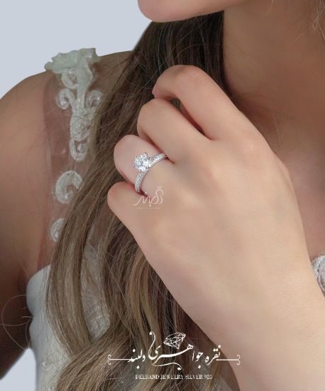 💍انگشتر جواهری سوليتر ؛ با طراحی خاص و زیبا نقره عیار 925 (R_1083)