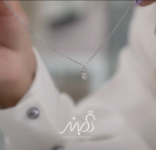 💍پابند ظريف با آويز قلب نقره چواهري ،  با طراحی  زیبا نقره عیار ۹۲۵ (F_8001)