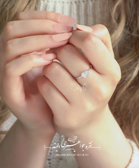 💍انگشتر ظريف طرح جواهر قلب نقره عیار ۹۲۵ ‌‌‌‌‌‌‌(R_1078)