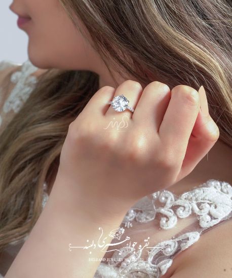 💍انگشتر جواهری ؛ با طراحی خاص و زیبا نقره عیار ۹۲۵ (R_1072)	