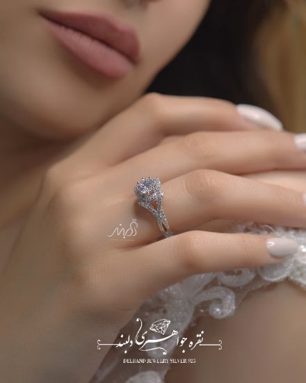 💍انگشتر سولیتر جواهری طراحی Verragio نگین Round-cut ؛ با طراحی خاص و زیبا نقره عیار 925 با روکش طلا سفید‌‌‌‌‌‌‌ ‌‌و داخل رکاب رزگلد(R_1006)