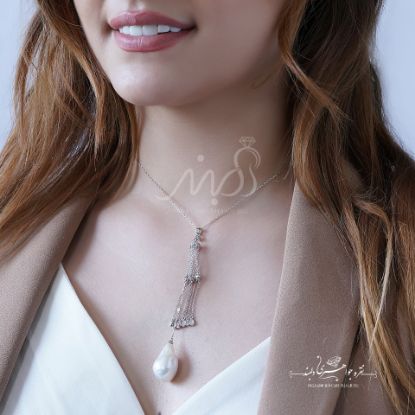 💍رولباسی طرح جواهر مروارید باروک با آویزهای نگین دار ؛ با طراحی زیبا و خاص نقره عیار ۹۲۵ با روکش طلاسفید(G_3087)