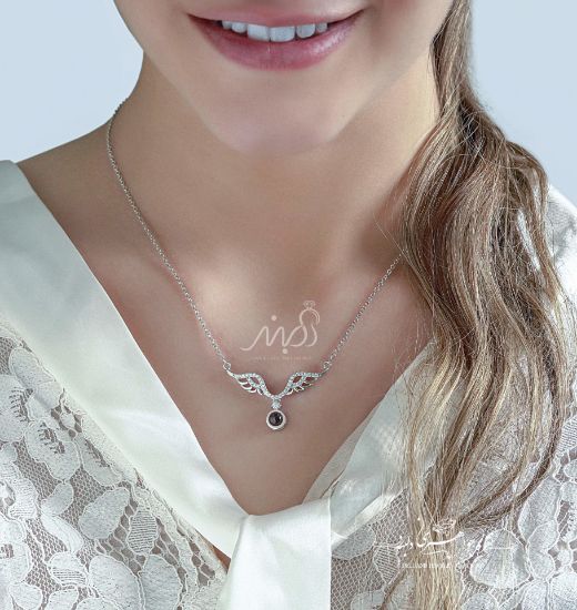 ‌‌💍گردنبند جواهری بال فرشته با آویز تلسکوپی نقره عیار ۹۲۵ (G_3014)	