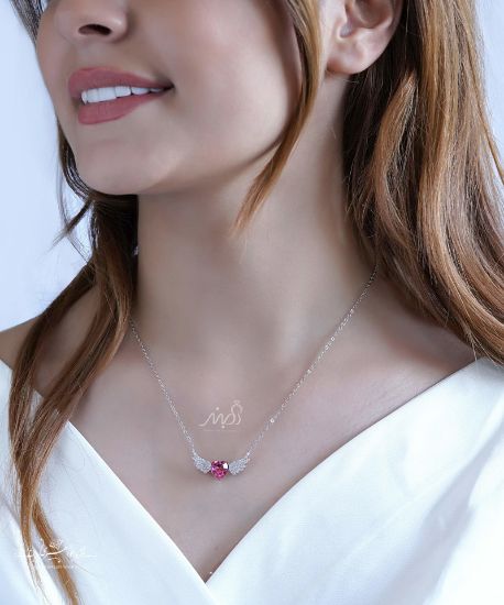 💍گردنبند قلب بالدار  ؛ با طراحی زیبا نقره عیار ۹۲۵ (G_3078)