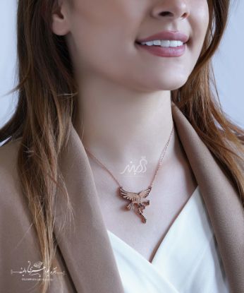 💍گردنبند لوکس عقاب ؛ با طراحی خاص ، رزگلد نقره عیار ۹۲۵ (G_3089)