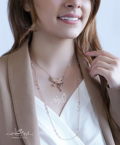 💍گردنبند لوکس عقاب ؛ با طراحی خاص ، رزگلد نقره عیار ۹۲۵ (G_3089)