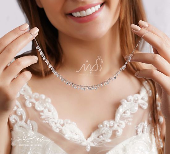 💍گردنبند پرطرفدار با آویزهای کریستال؛ با طراحی زیبا و خاص نقره عیار ۹۲۵ (G_3097)