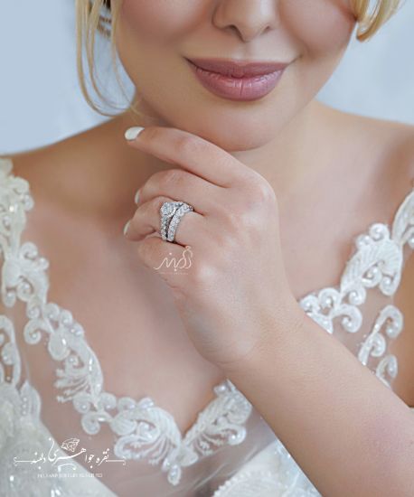 💍حلقه و پشت حلقه جواهری سولیتر با طراحی Verragio ؛ با طراحی خاص و زیبا نقره عیار ۹۲۵ (P_2038)