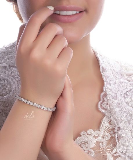💍دستبند جواهری لوکس نقره عیار 925 با قفل جواهری(D_7030)