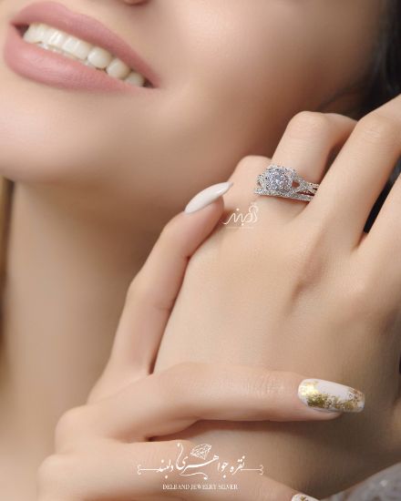 ‌‌💍 حلقه و پشت حلقه جواهری طرح فلاور ؛ طرح Verragio نقره عیار 925  ‌(P_2005)