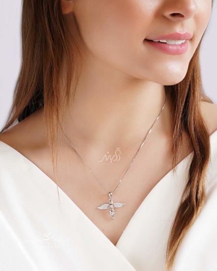 💍گردنبند طرح آنجل با زنجیر ونیزی؛ با طراحی زیبا و خاص نقره عیار 925 (G_3095)