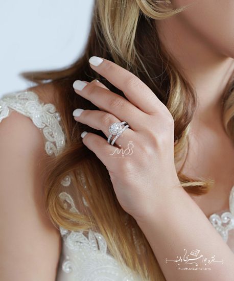 ‌‌💍 حلقه و پشت حلقه جواهری Round Cut ؛ طرح Verragio نقره عیار 925 ‌(P_2033)