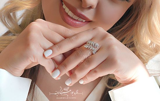 💍انگشتر جواهری پرطرفدار طرح خوشه گندم ؛ با طراحی جذاب و زیبا نقره عیار ۹۲۵ (R_1109)	