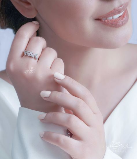 💍انگشتر  طرح جواهری برگ نقره عیار 925 ‌‌‌‌‌‌‌(R_1117)