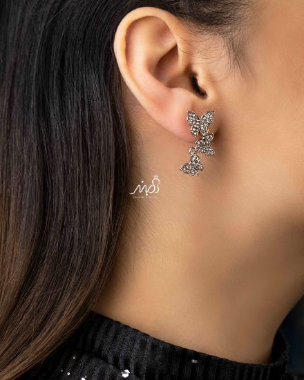 💍گوشواره پروانه ای آویزدار مرواریدی‌‌‌‌(be5001)‌‌‌‌