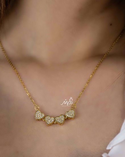 💍گردنبند مگنتی شبدر چهار برگ قلب طلايي (bg3002) ‌‌‌‌
