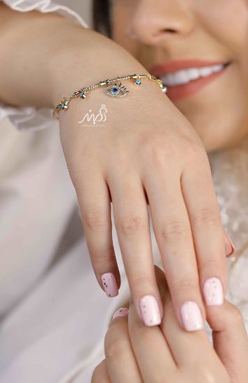 💍دستبند النگویی با طراحي بسيار زيبا و آويز چشم نظر (bd7006)‌‌‌‌‌‌