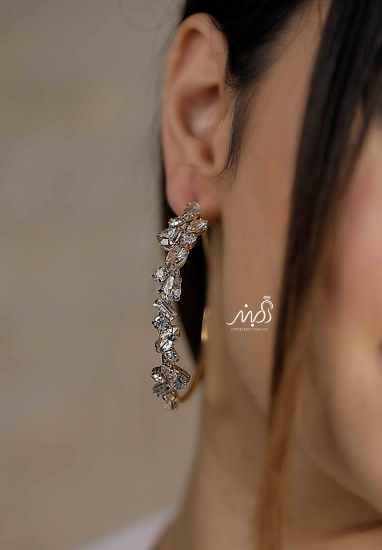 💍گوشواره خاص حلقه ای بزرگ با نگین های سفید،جذاب و زیبا(be5017)‌‌‌‌