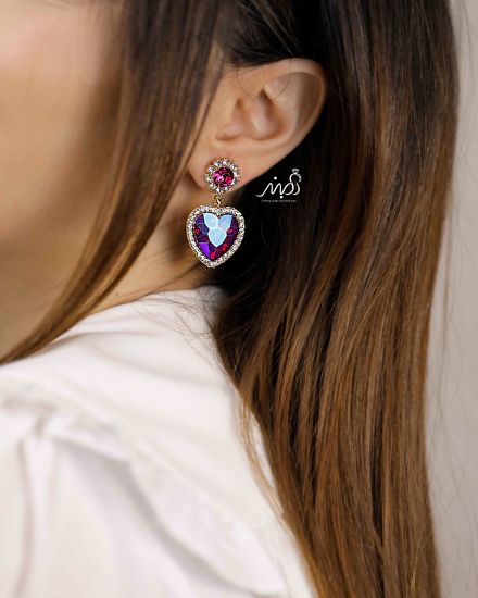 💍گوشواره خاص قلب با نگین های بنفش ،جذاب و زیبا(be5021)‌‌‌‌