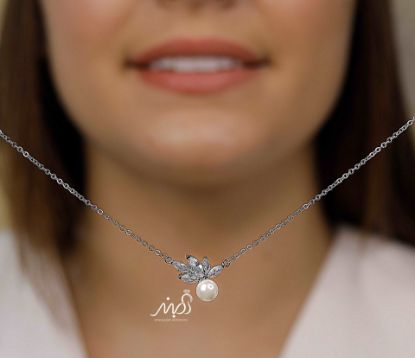 💍گردنبند جواهری نگین ماركيز و مروارید(G_3024)	