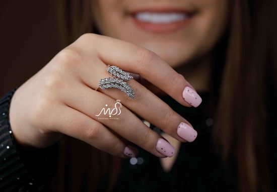 💍انگشتر جواهری لوكس پر ؛  نقره عیار 925(R_1136)