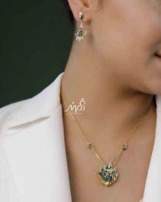 💍نیم ست جواهری لاكچري و خاص طلايي با نگين هاي زمرد، نقره عیار ۹۲۵(N_4189)
