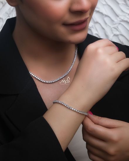تصویر  💍گردنبند تنیسی جواهری خاص و زیبا ، نقره عیار ۹۲۵ (G_3201)‌‌‌‌‌‌