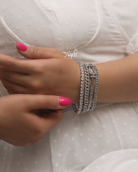 تصویر  💍دستبند جواهری تنیسی 4m خاص و زیبا ، نقره عیار 925 (D_7106)