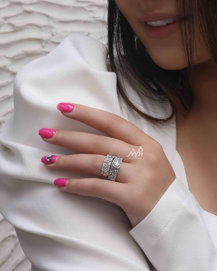 💍حلقه و پشت حلقه جواهری ، خاص و زیبا نقره عیار 925(P_2042)