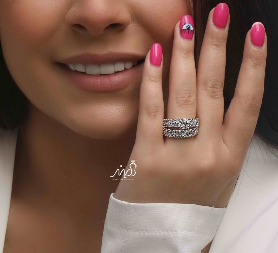 💍حلقه و پشت حلقه جواهری ، خاص و زیبا نقره عیار 925(P_2043)