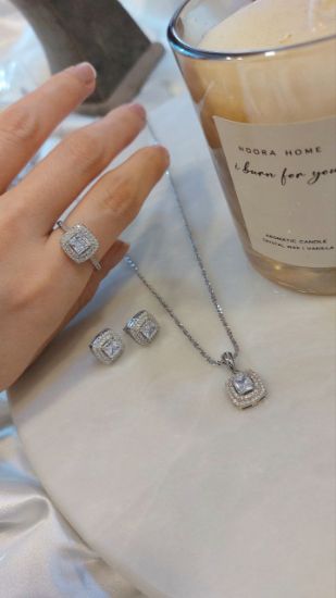 💍نیم ست جواهري خاص و زيبا  (آويز ، گوشواره و انگشتر )  ، نقره عیار 925(N_4291)