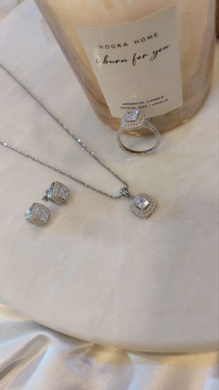 💍نیم ست جواهري خاص و زيبا  (آويز ، گوشواره و انگشتر )  ، نقره عیار 925(N_4291)