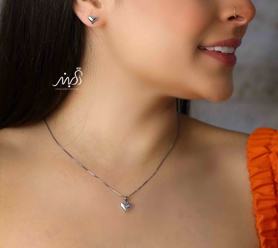💍نیم ست قلب (آويز ، گوشواره ) خاص و زیبا ، نقره عیار ۹۲۵(N_4287)	