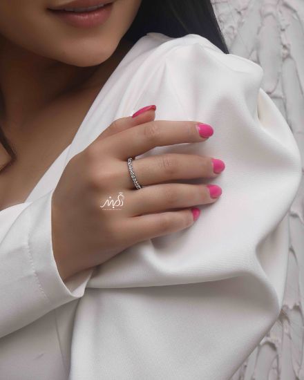 💍انگشتر جواهري دورنگین خاص و زیبا؛ نقره عیار 925(R_1180)